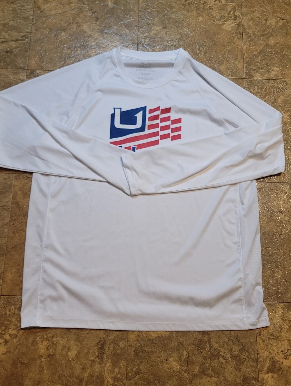 Huk Stripes Pursuit Long Sleeve Shirt Mens XL White Fishing Activewear Raglan